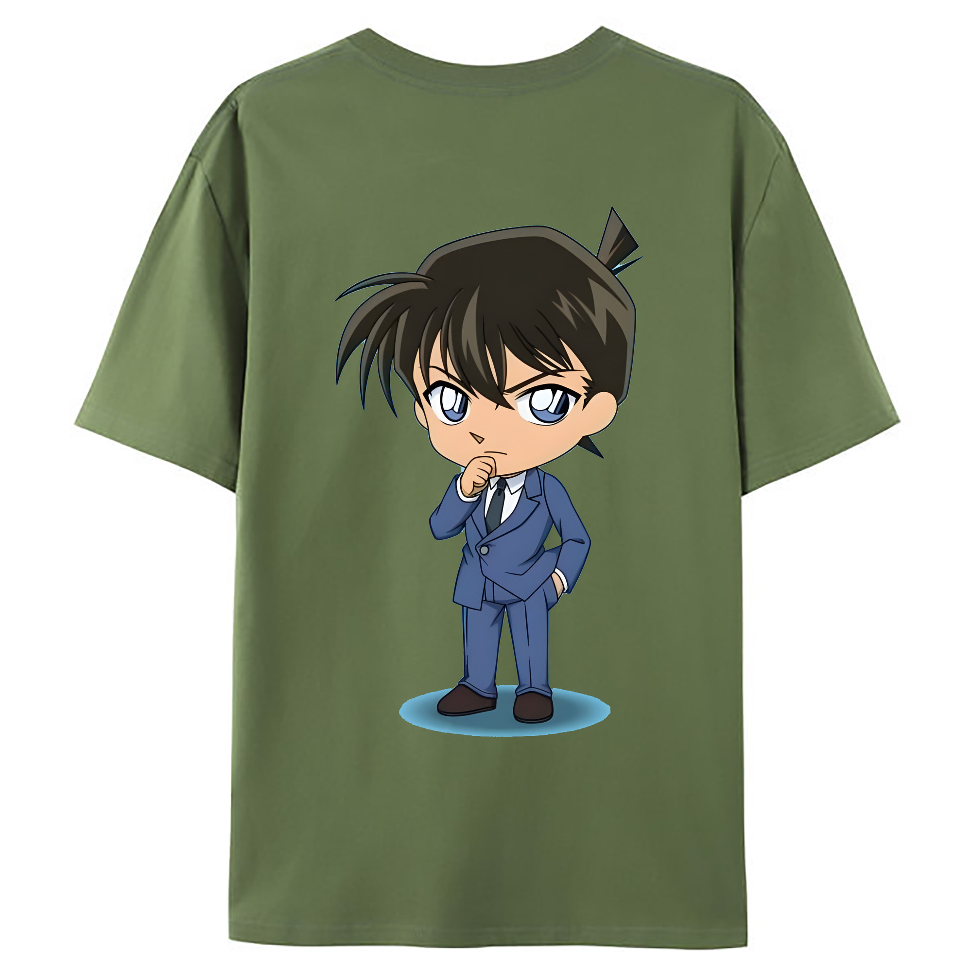 （画像用） 名探偵コナン 江戸川 コナン Detective Conan Conan Edogawa 綿100％ メンズ半袖Tシャツ（バックプリント） 通気性